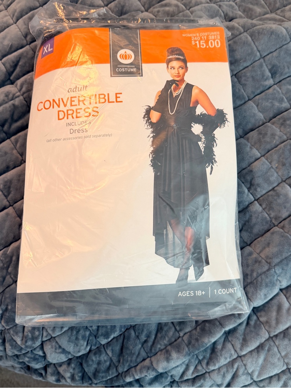 NWT Adult Convertible High-Low Costume Dress — Black XL